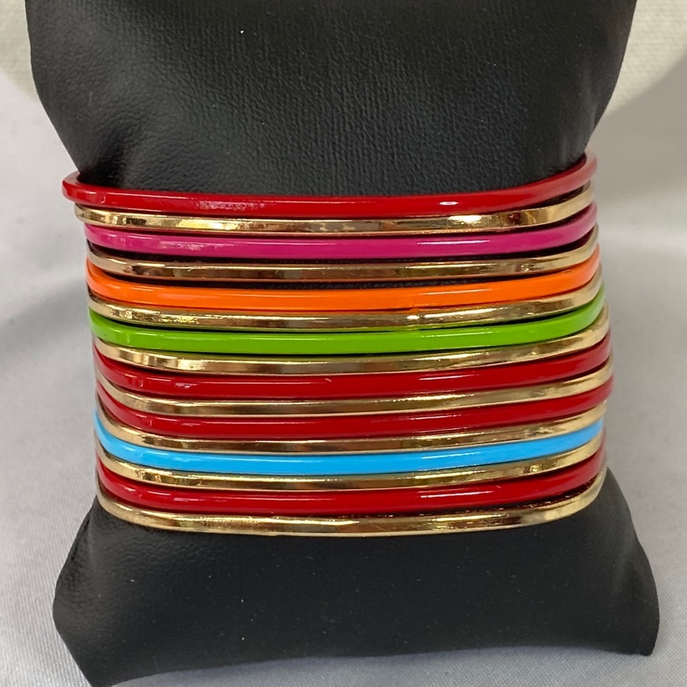 Large collection of colorful square bracelets